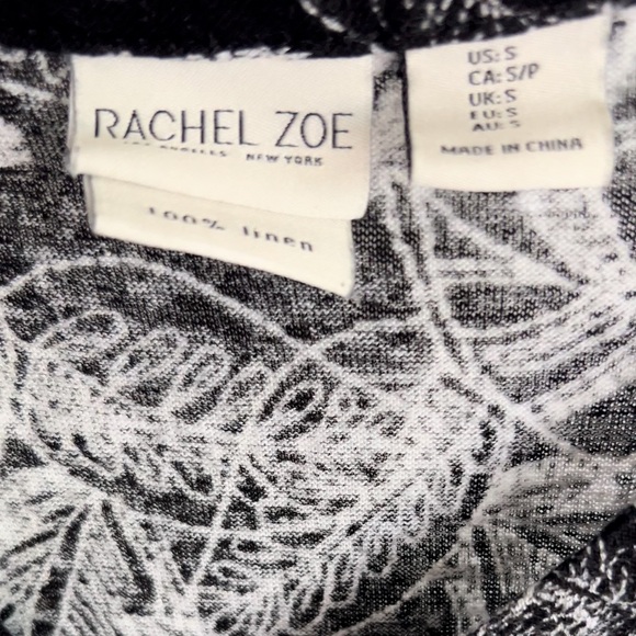 Rachel Zoe Black & Silver Pattern Linen Sleeveless Blouse - Picture 3 of 3